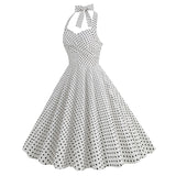 Women 1950s Halter Polka Dot Vintage Halter Cocktail Swing Pinup Rockabilly Dresses