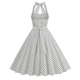 Women 1950s Halter Polka Dot Vintage Halter Cocktail Swing Pinup Rockabilly Dresses