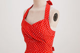 Women 1950s Halter Polka Dot Vintage Halter Cocktail Swing Pinup Rockabilly Dresses