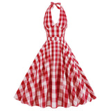 Women 1950s Pink Plaid Dress Pink Gingham Dress 50s Vintage Halloween Costume Dresses