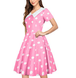 Women 1950s Polka Dot Cocktail Swing Dress Retro Audrey Hepburn Rockabilly Prom Dress