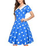 Women 1950s Polka Dot Cocktail Swing Dress Retro Audrey Hepburn Rockabilly Prom Dress