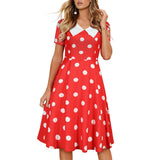 Women 1950s Polka Dot Cocktail Swing Dress Retro Audrey Hepburn Rockabilly Prom Dress