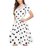 Women 1950s Polka Dot Cocktail Swing Dress Retro Audrey Hepburn Rockabilly Prom Dress