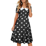 Women 1950s Polka Dot Cocktail Swing Dress Retro Audrey Hepburn Rockabilly Prom Dress