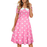 Women 1950s Polka Dot Cocktail Swing Dress Retro Audrey Hepburn Rockabilly Prom Dress