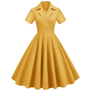 Women 1950s Vintage Cocktail Pin Up Dress 1940s Hepburn Plaid Classic Dresses