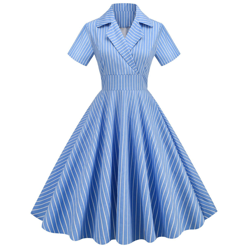 Women 1950s Vintage Cocktail Pin Up Dress 1940s Hepburn Plaid Classic Dresses