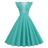 Women 1950s Vintage Cocktail Swing Dress Polka Dot Pink 1950s 1980s Rockabilly Prom Midi Dress