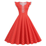 Women 1950s Vintage Cocktail Swing Dress Polka Dot Pink 1950s 1980s Rockabilly Prom Midi Dress