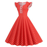 Women 1950s Vintage Cocktail Swing Dress Polka Dot Pink 1950s 1980s Rockabilly Prom Midi Dress