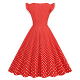 Women 1950s Vintage Cocktail Swing Dress Polka Dot Pink 1950s 1980s Rockabilly Prom Midi Dress