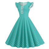 Women 1950s Vintage Cocktail Swing Dress Polka Dot Pink 1950s 1980s Rockabilly Prom Midi Dress