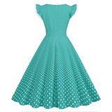 Women 1950s Vintage Cocktail Swing Dress Polka Dot Pink 1950s 1980s Rockabilly Prom Midi Dress