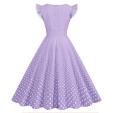 Women 1950s Vintage Cocktail Swing Dress Polka Dot Pink 1950s 1980s Rockabilly Prom Midi Dress