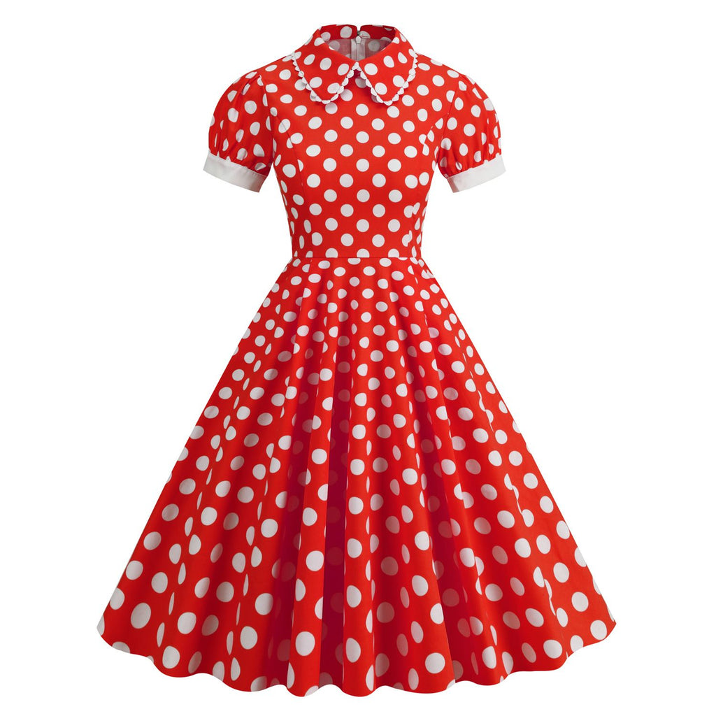 Women 1950s Vintage Polka Dot Rockabilly Swing Dress A-line Cocktail T Hiipps Women 1950s Vintage Polka Dot Rockabilly Swing Dress A-line Cocktail T Hiipps