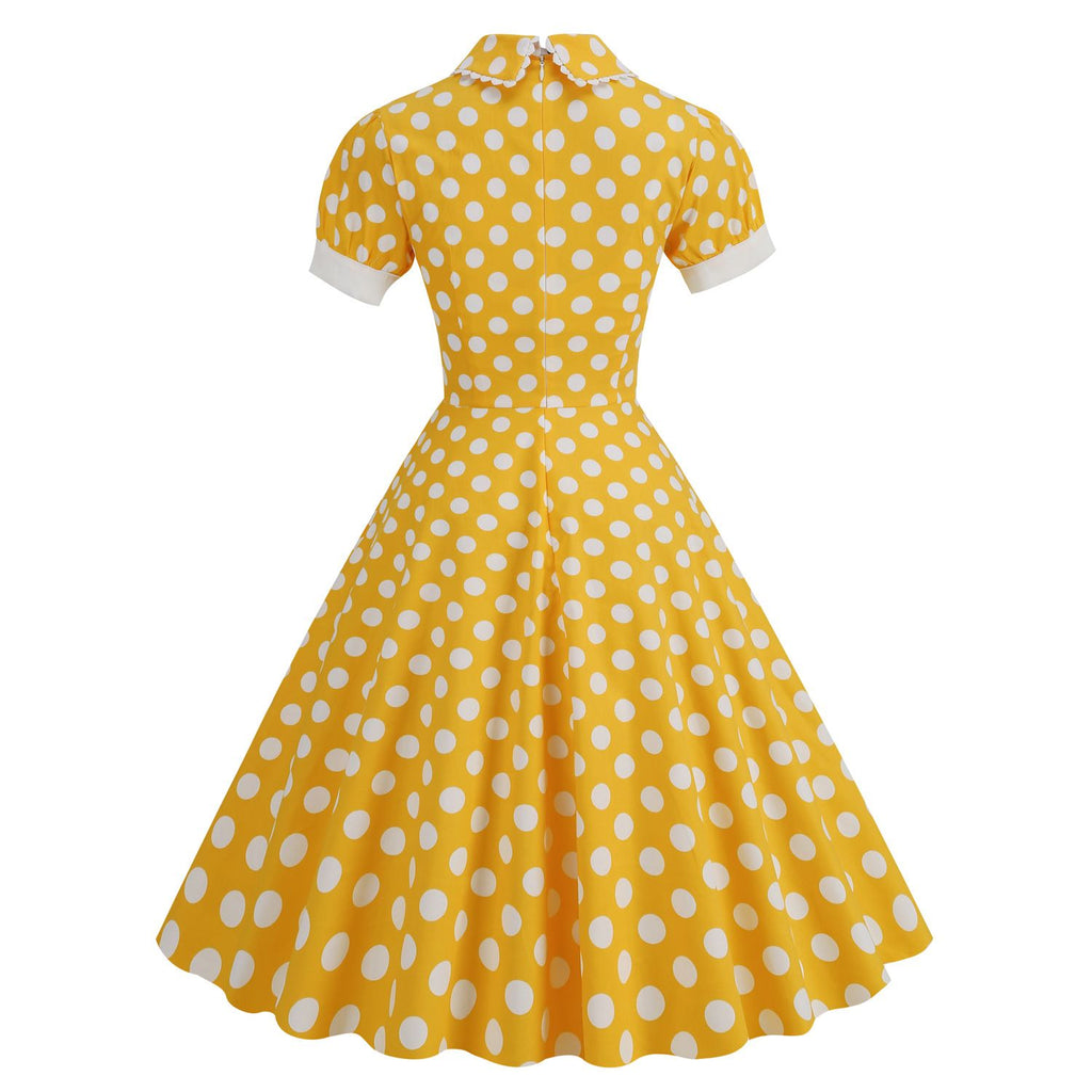 Women 1950s Vintage Polka Dot Rockabilly Swing Dress A-line Cocktail Tea Party Dresses