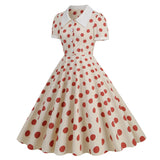 Women 50s Vintage Dresses Polka Dot Dress Audrey Hepburn Style Cocktail Swing Dress