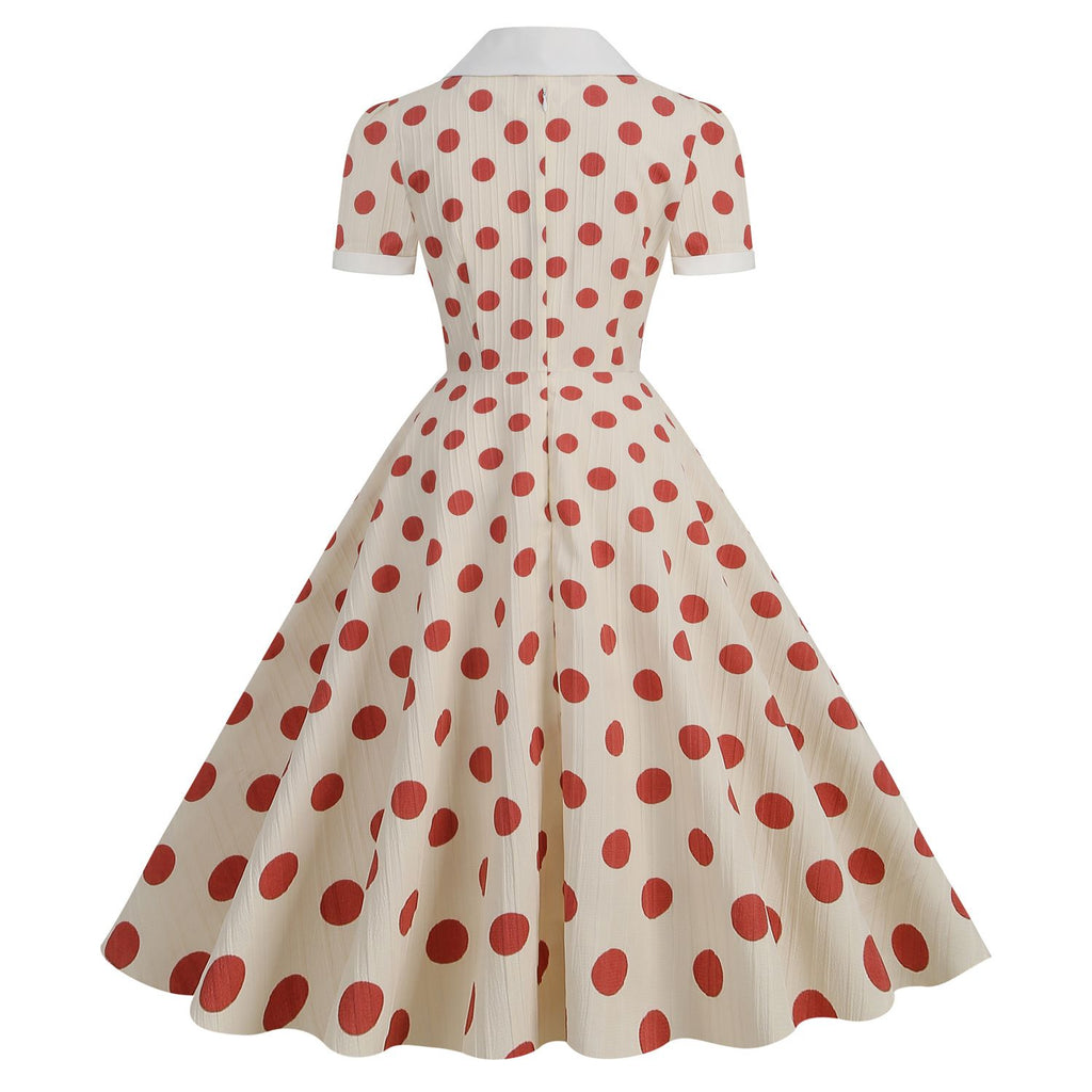 Women 50s Vintage Dresses Polka Dot Dress Audrey Hepburn Style Cocktai – Hiipps