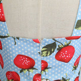 Women Cherries Strawberry Print Vintage Prom Dress Sleeveless 1950s Retro Evening Party Dress