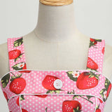 Women Cherries Strawberry Print Vintage Prom Dress Sleeveless 1950s Retro Evening Party Dress