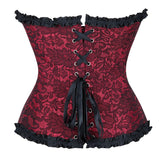 Women Corselet Bustier Lingerie Overlay Corset Overbust Red Korset Bodyshaper Top