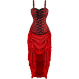 Women Corset Dress Steampunk Top Skirt Set Plus Size Lace up Gothic Medieval Renaissance