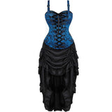 Women Corset Dress Steampunk Top Skirt Set Plus Size Lace up Gothic Medieval Renaissance