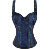 Women Corset Strap Dress Top Skirt Set Plus Size Bustier Lace up Gothic Basques Medieval