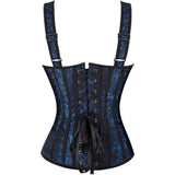 Women Corset Strap Dress Top Skirt Set Plus Size Bustier Lace up Gothic Basques Medieval