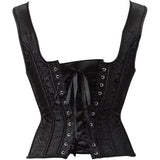 Women Corset Strap Dress Top Skirt Set Plus Size Bustier Lace up Gothic Basques Medieval