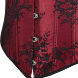 Women Corset Top with Lace Sleeve Bustier Waist Cincher Costume Tops