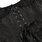 Women Corset Top with Lace Sleeve Lace Up Sexy Bustier Costume Tops