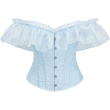 Women Corset Top with Lace Sleeve Sexy Bustier Lingerie Waist Cincher Costume Tops