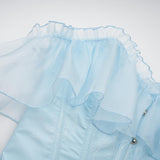 Women Corset Top with Lace Sleeve Sexy Bustier Lingerie Waist Cincher Costume Tops