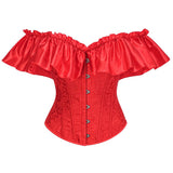 Women Corset Top with Lace Sleeve Sexy Bustier Lingerie Waist Cincher Costume Tops