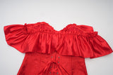 Women Corset Top with Lace Sleeve Sexy Bustier Lingerie Waist Cincher Costume Tops