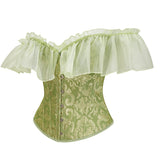 Women Corset Top with Lace Sleeve Sexy Bustier Lingerie Waist Cincher Costume Tops