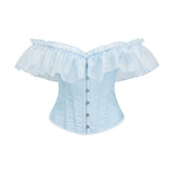 Women Corset Top with Lace Sleeve Sexy Bustier Lingerie Waist Cincher Costume Tops