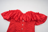 Women Corset Top with Lace Sleeve Sexy Bustier Lingerie Waist Cincher Costume Tops