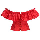 Women Corset Top with Lace Sleeve Sexy Bustier Lingerie Waist Cincher Costume Tops