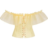 Women Corset Top with Lace Sleeve Sexy Bustier Lingerie Waist Cincher Costume Tops