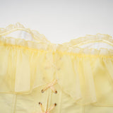 Women Corset Top with Lace Sleeve Sexy Bustier Lingerie Waist Cincher Costume Tops