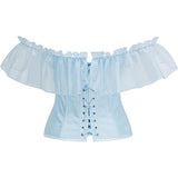Women Corset Top with Lace Sleeve Sexy Bustier Lingerie Waist Cincher Costume Tops