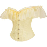 Women Corset Top with Lace Sleeve Sexy Bustier Lingerie Waist Cincher Costume Tops