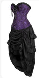 Women Corsets Top Skirt Set Dress Bustier Floral Plus Size Princess Costume