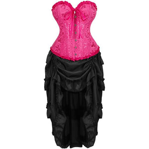 Women Corsets Top Skirt Set Dress Bustier Floral Plus Size Princess Costume
