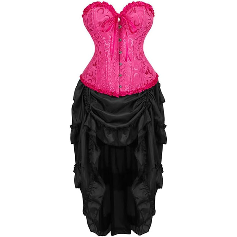 Women Corsets Top Skirt Set Dress Bustier Floral Plus Size Princess Costume