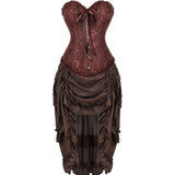 Women Corsets Top Skirt Set Dress Bustier Floral Plus Size Princess Costume