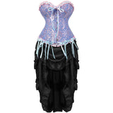 Women Corsets Top Skirt Set Dress Bustier Floral Plus Size Princess Costume